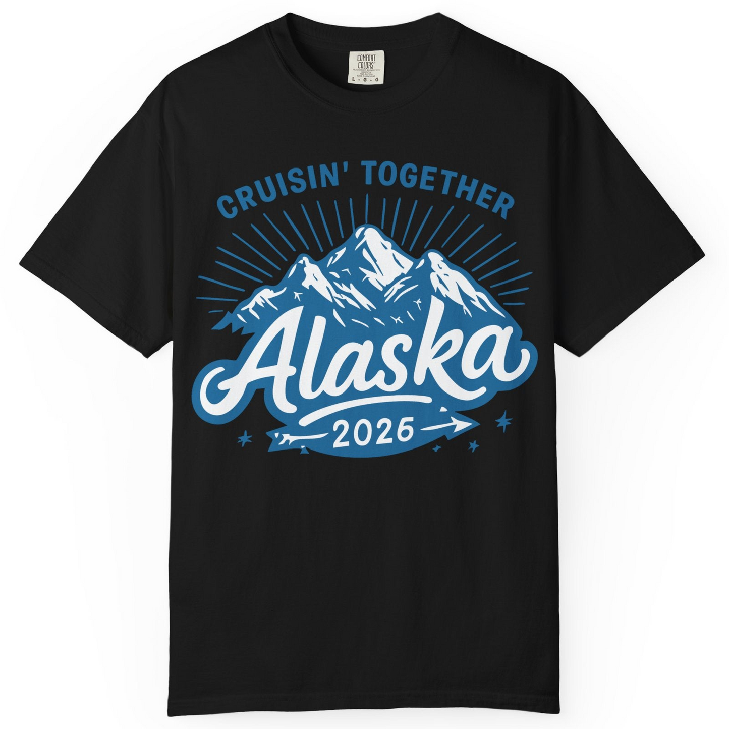 Alaska Cruise Mountains Adventure Shirt Comfort Colors T-Shirt – Black – Alaska Cruise Shirts