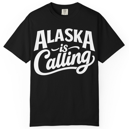 Alaska Is Calling Shirt Comfort Colors T-Shirt – Black – Alaska Cruise Shirts