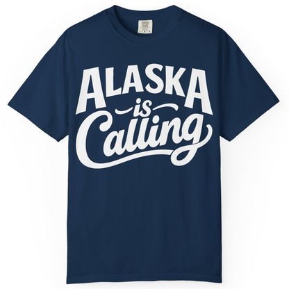 Alaska Is Calling Shirt Comfort Colors T-Shirt – Navy – Alaska Cruise Shirts
