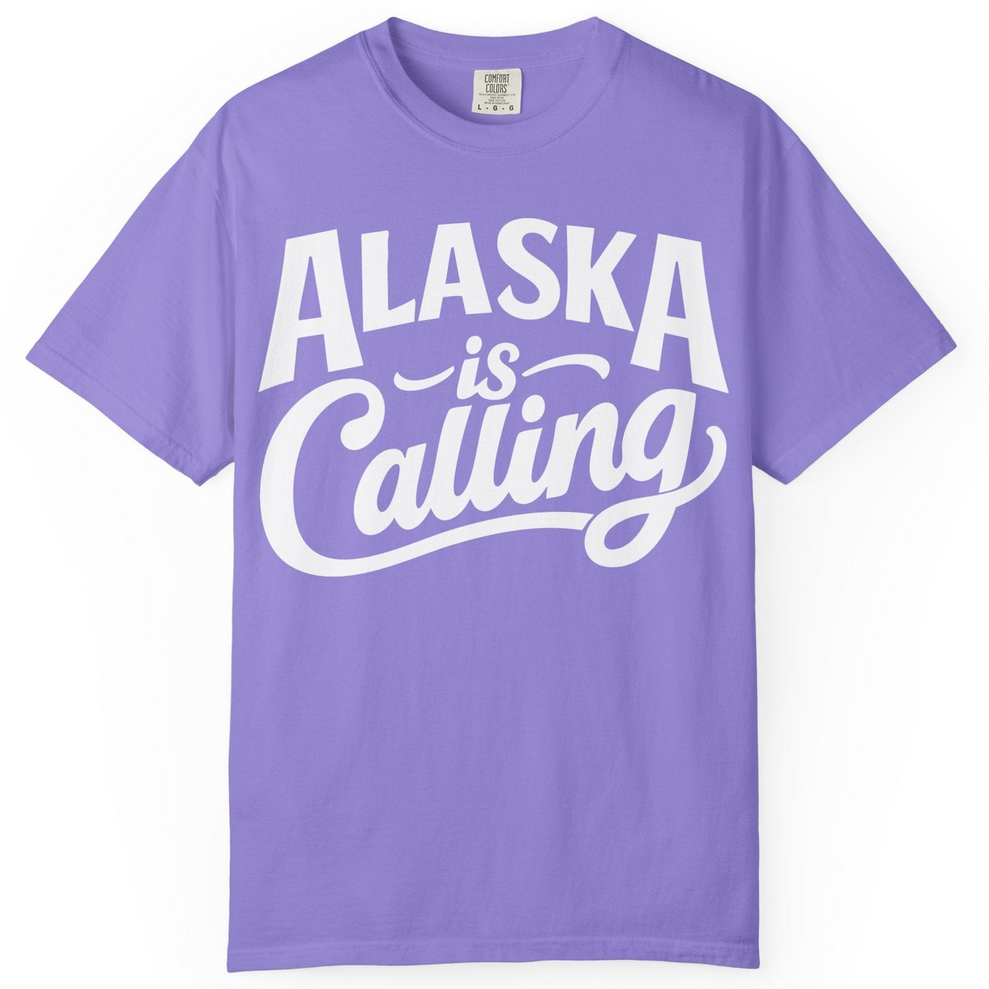 Alaska Is Calling Shirt Comfort Colors T-Shirt – Violet – Alaska Cruise Shirts