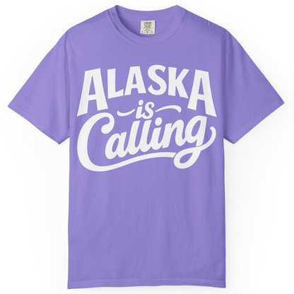 Alaska Is Calling Shirt Comfort Colors T-Shirt – Violet – Alaska Cruise Shirts