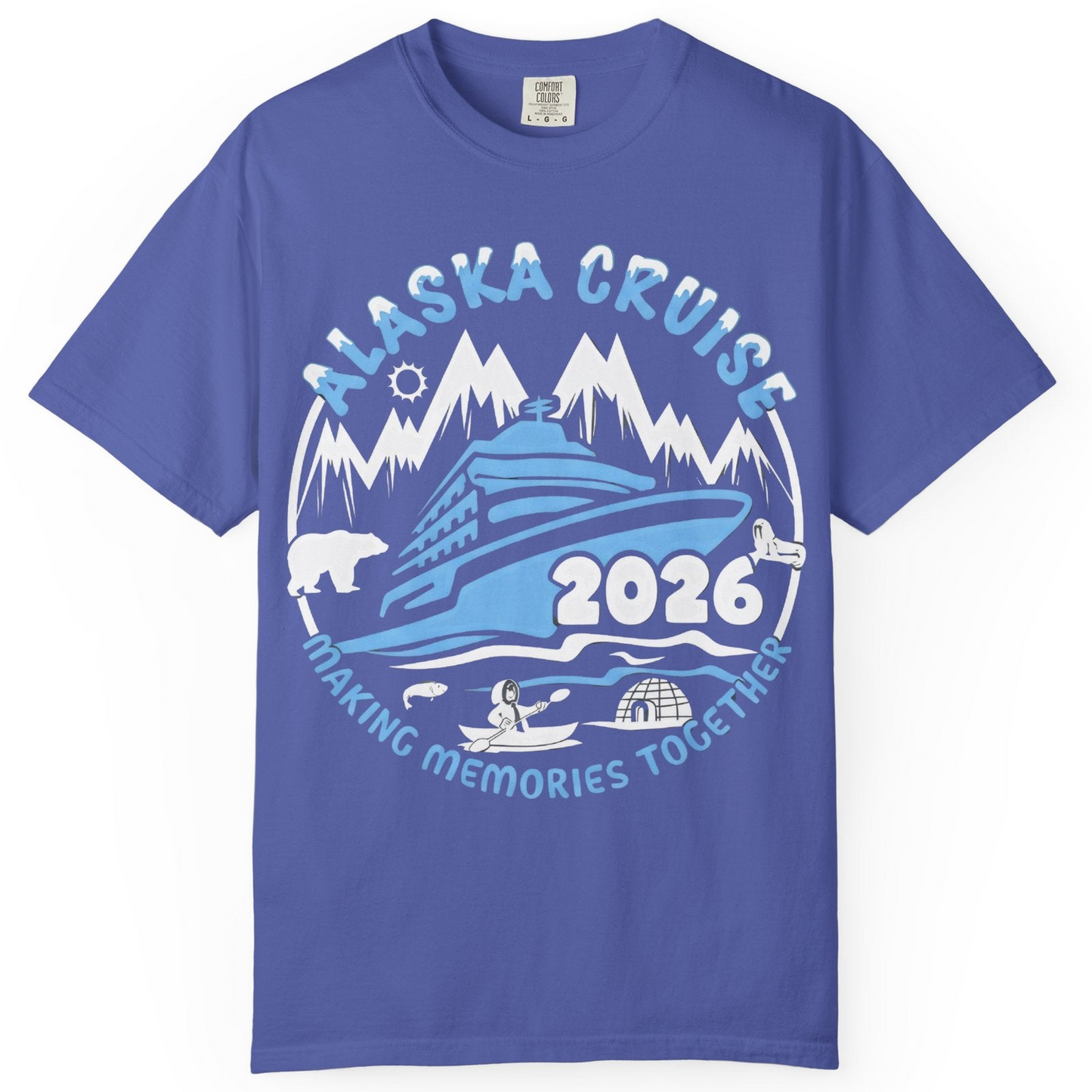 Alaska Cruise 2026 Adventure Shirt Comfort Colors T-Shirt – Periwinkle – Alaska Cruise Shirts