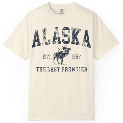 Vintage Alaska Moose Shirt Comfort Colors T-Shirt – Ivory – Alaska Cruise Shirts