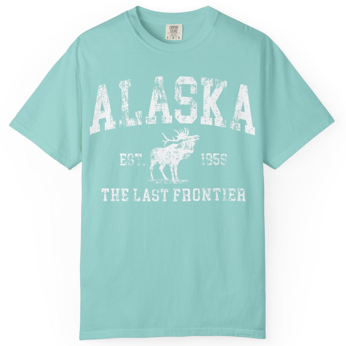 Vintage Alaska Moose Shirt Comfort Colors T-Shirt – Chalky Mint – Alaska Cruise Shirts