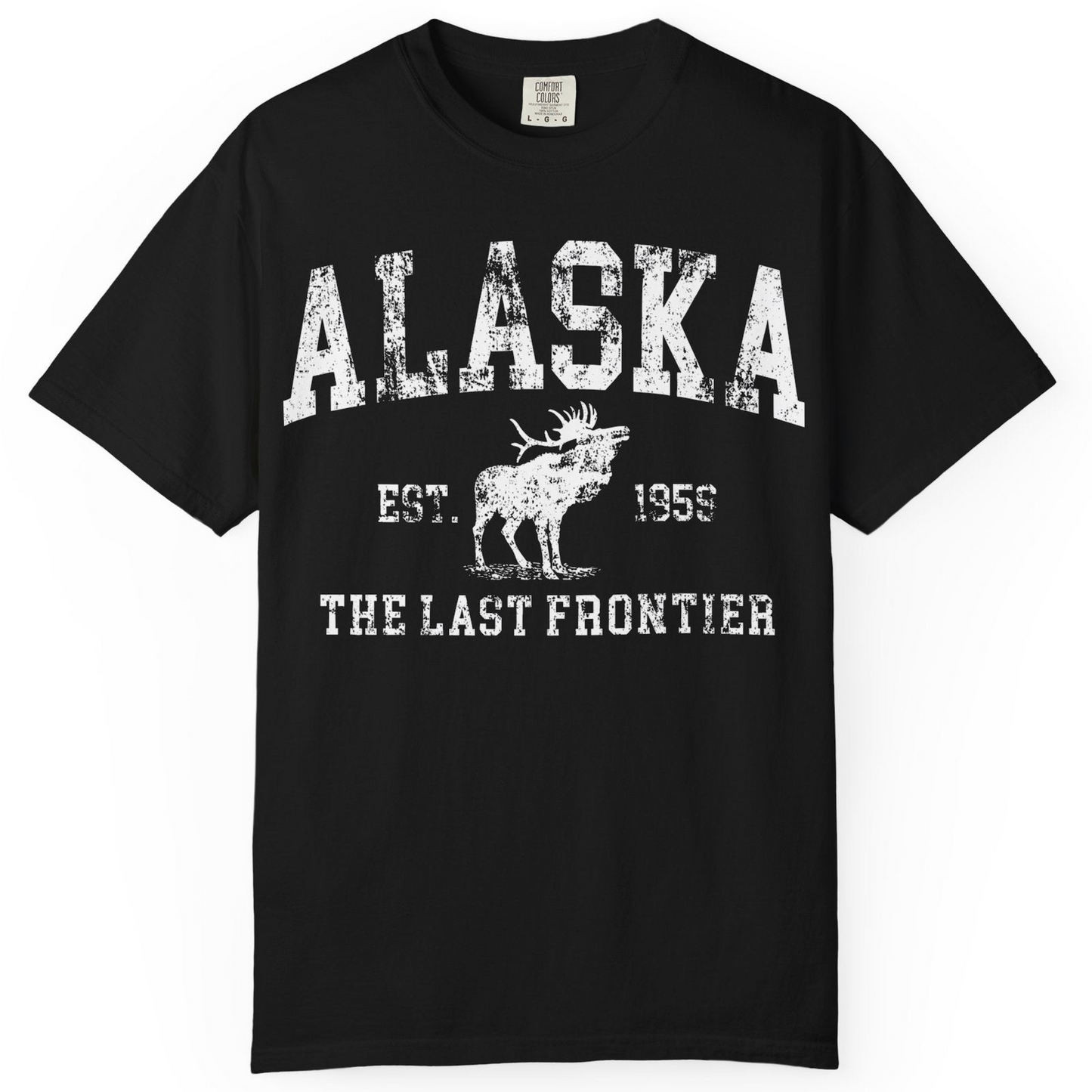 Vintage Alaska Moose Shirt Comfort Colors T-Shirt – Black – Alaska Cruise Shirts