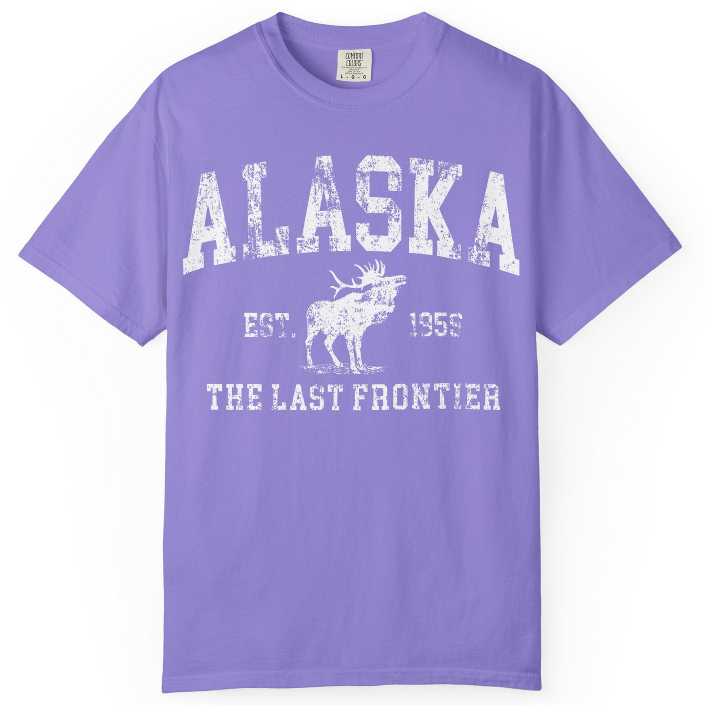 Vintage Alaska Moose Shirt Comfort Colors T-Shirt – Violet – Alaska Cruise Shirts