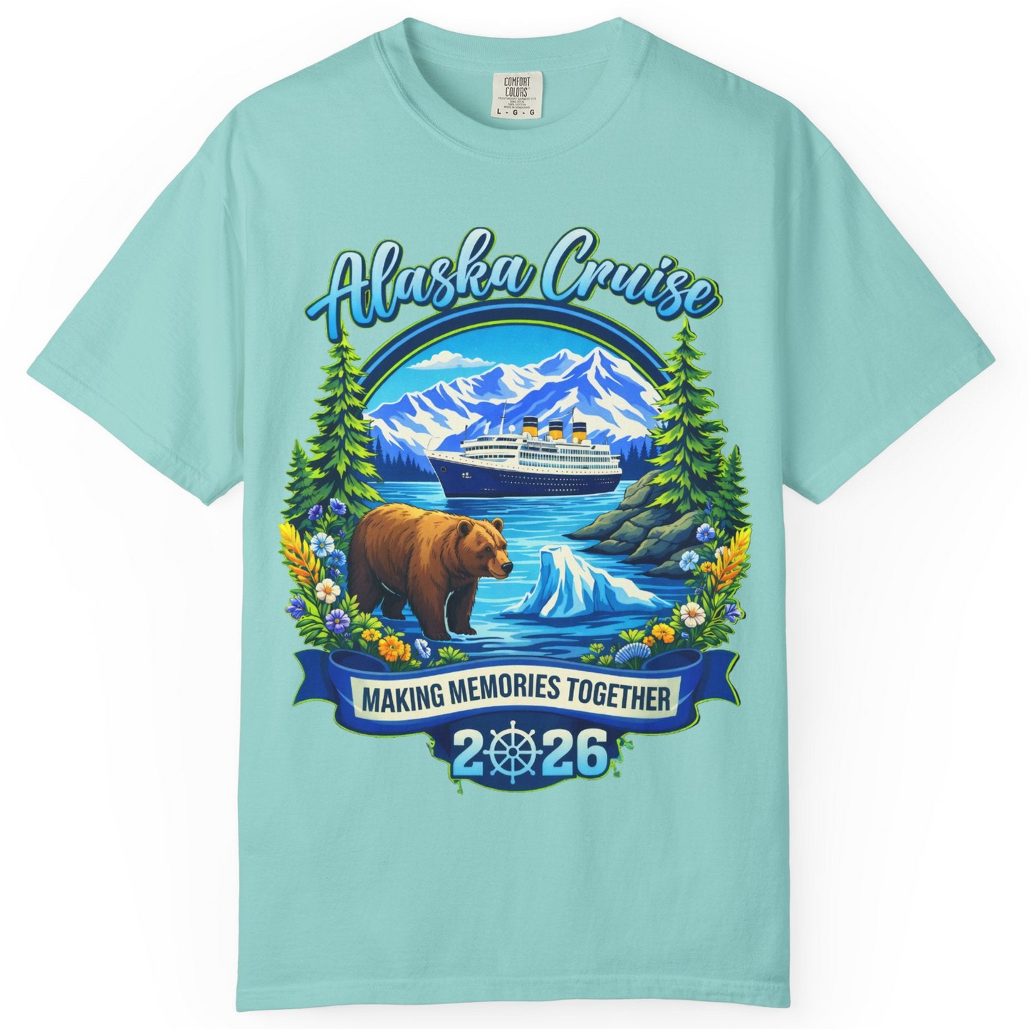 Alaska Cruise 2026 Family Shirt Comfort Colors T-Shirt – Chalky Mint – Alaska Cruise Shirts
