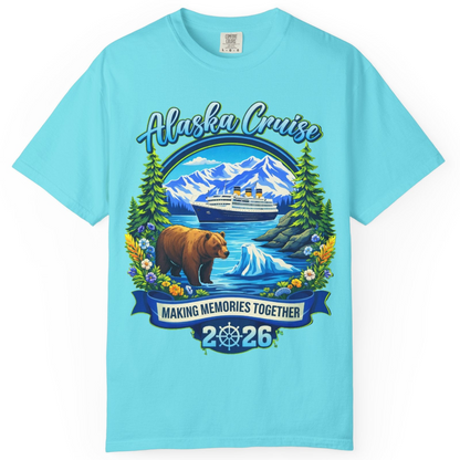 Alaska Cruise 2026 Family Shirt Comfort Colors T-Shirt – Lagoon Blue – Alaska Cruise Shirts