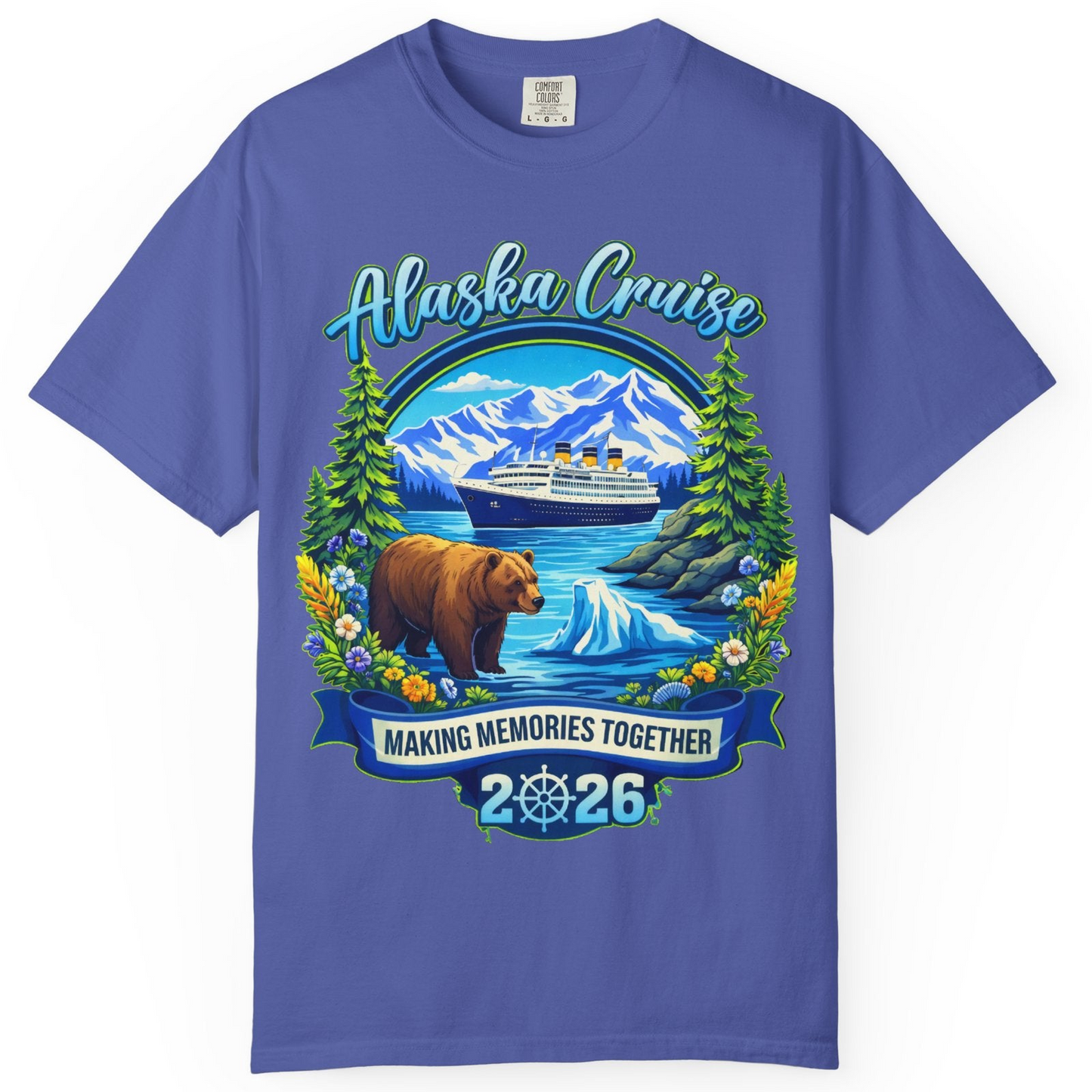 Alaska Cruise 2026 Family Shirt Comfort Colors T-Shirt – Periwinkle – Alaska Cruise Shirts