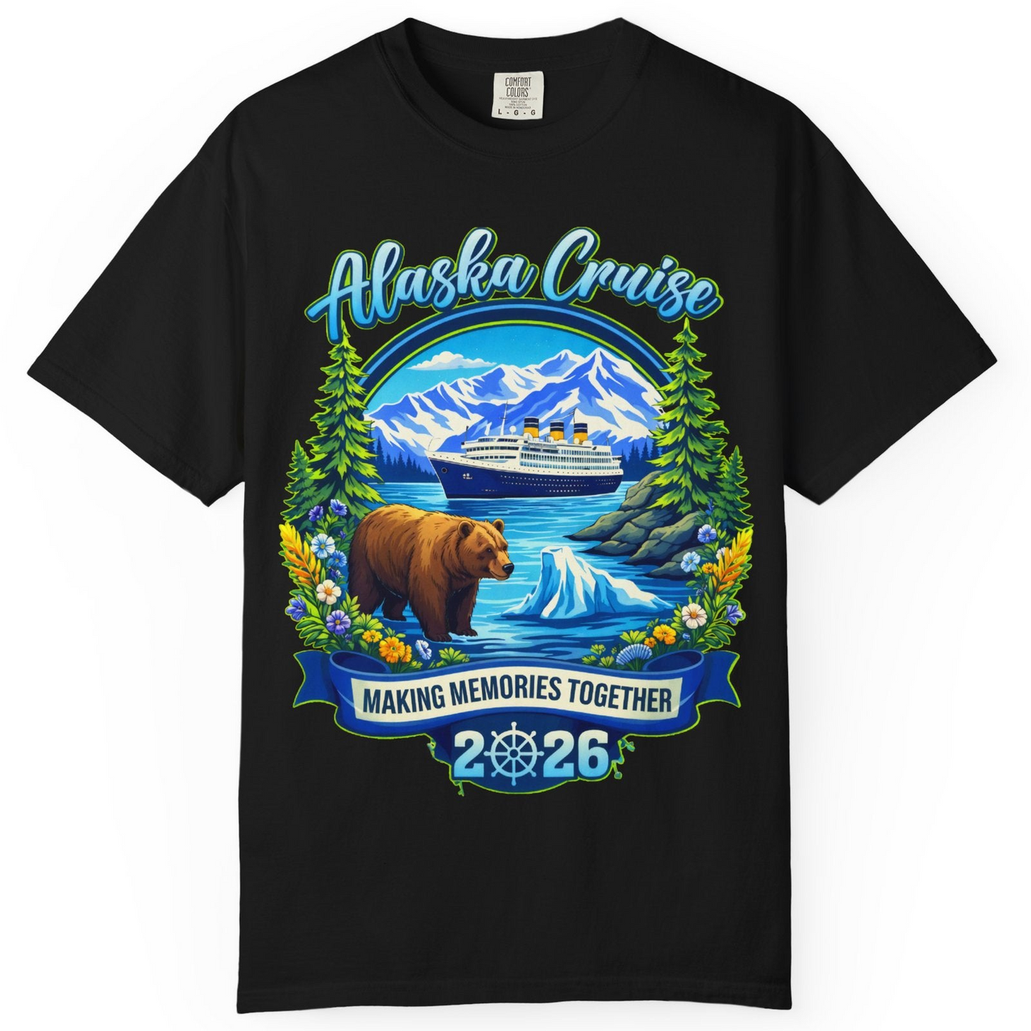 Alaska Cruise 2026 Family Shirt Comfort Colors T-Shirt – Black – Alaska Cruise Shirts