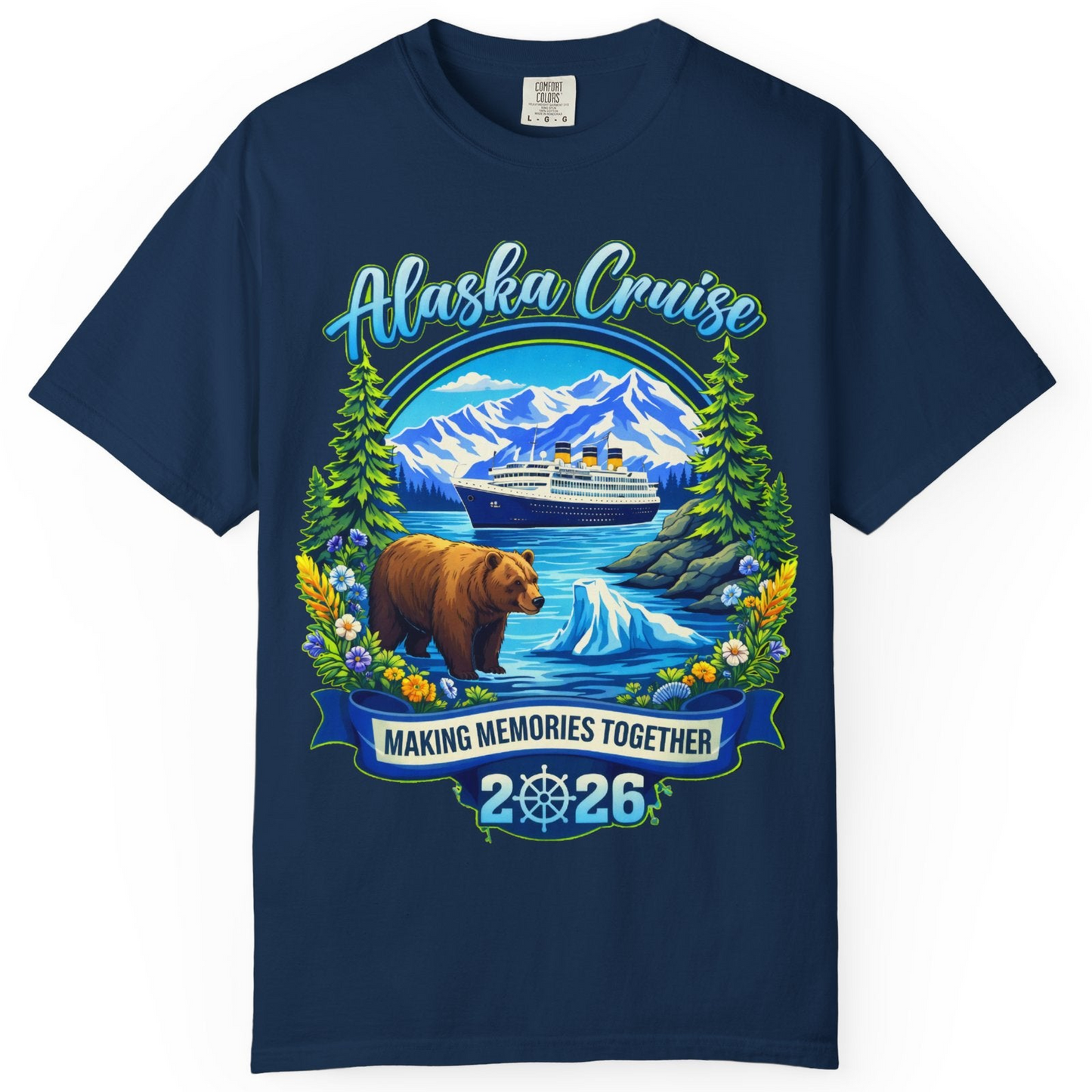 Alaska Cruise 2026 Family Shirt Comfort Colors T-Shirt – Navy – Alaska Cruise Shirts