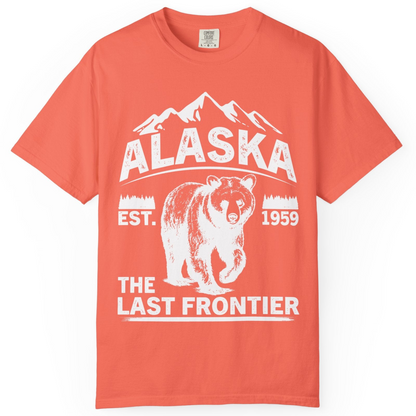 Alaska Bear Shirt Comfort Colors T-Shirt – Bright Salmon – Alaska Cruise Shirts