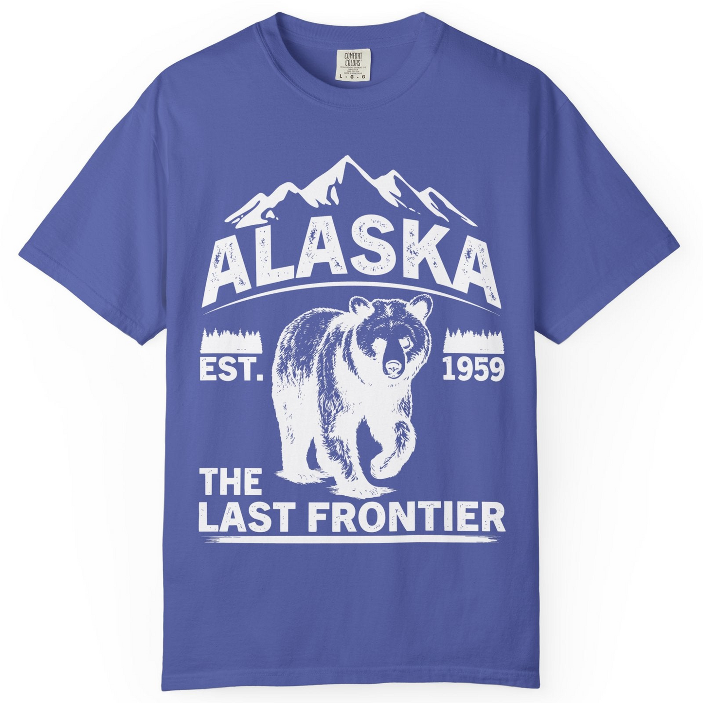 Alaska Bear Shirt Comfort Colors T-Shirt – Periwinkle – Alaska Cruise Shirts