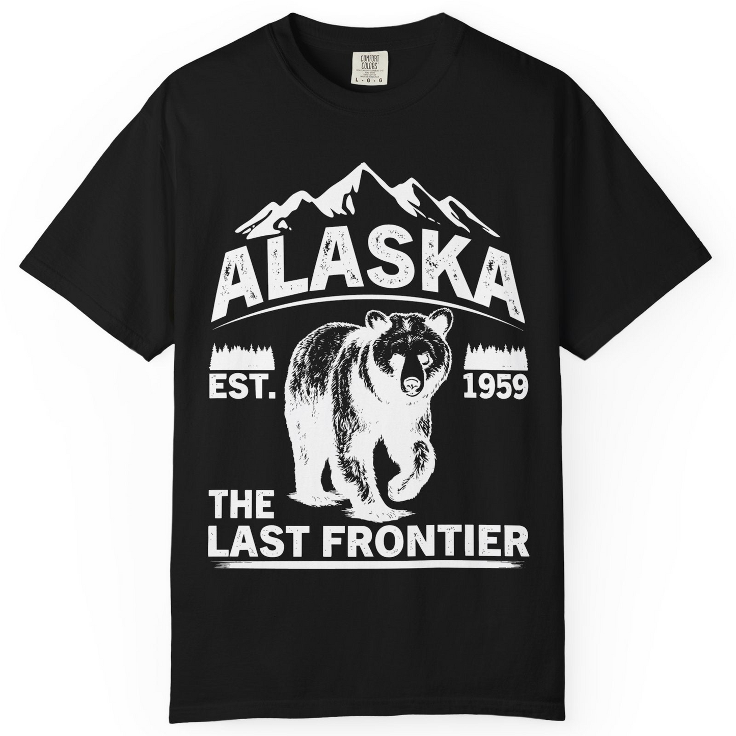 Alaska Bear Shirt Comfort Colors T-Shirt – Black – Alaska Cruise Shirts