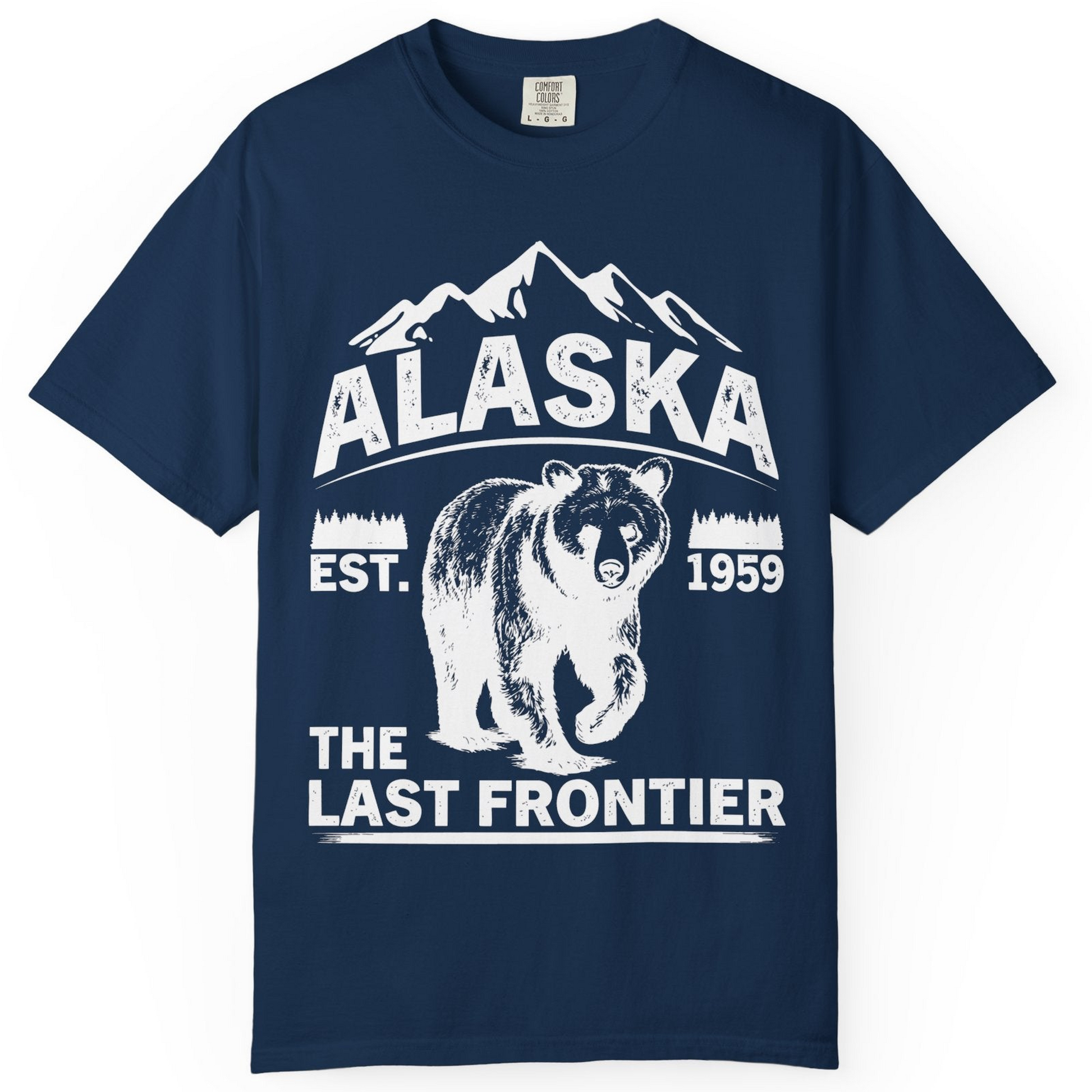Alaska Bear Shirt Comfort Colors T-Shirt – Navy – Alaska Cruise Shirts