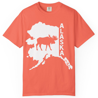 Alaska Moose Silhouette Shirt Comfort Colors T-Shirt – Bright Salmon – Alaska Cruise Shirts
