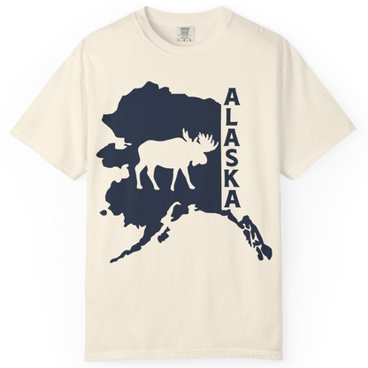 Alaska Moose Silhouette Shirt Comfort Colors T-Shirt – Ivory – Alaska Cruise Shirts