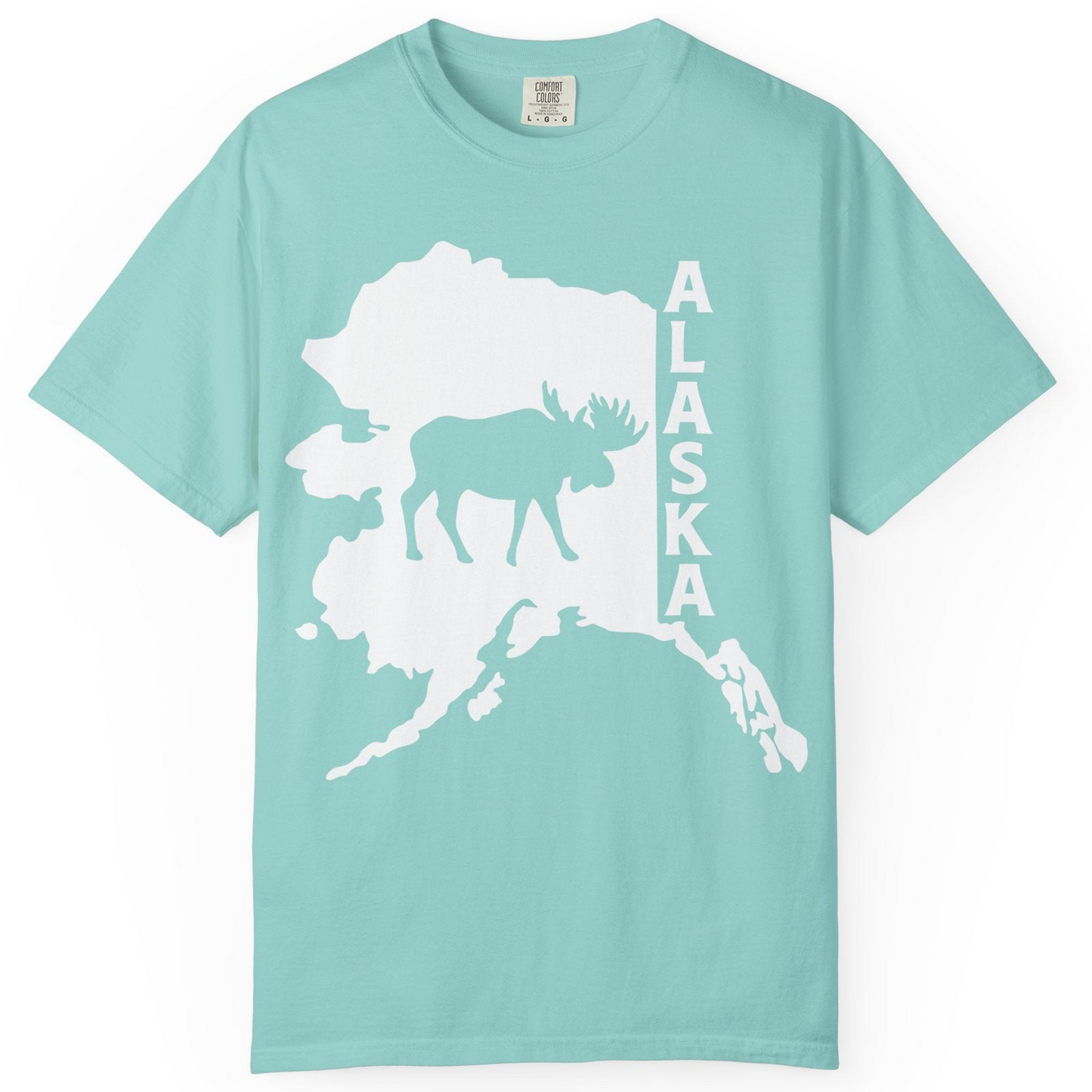 Alaska Moose Silhouette Shirt Comfort Colors T-Shirt – Chalky Mint – Alaska Cruise Shirts