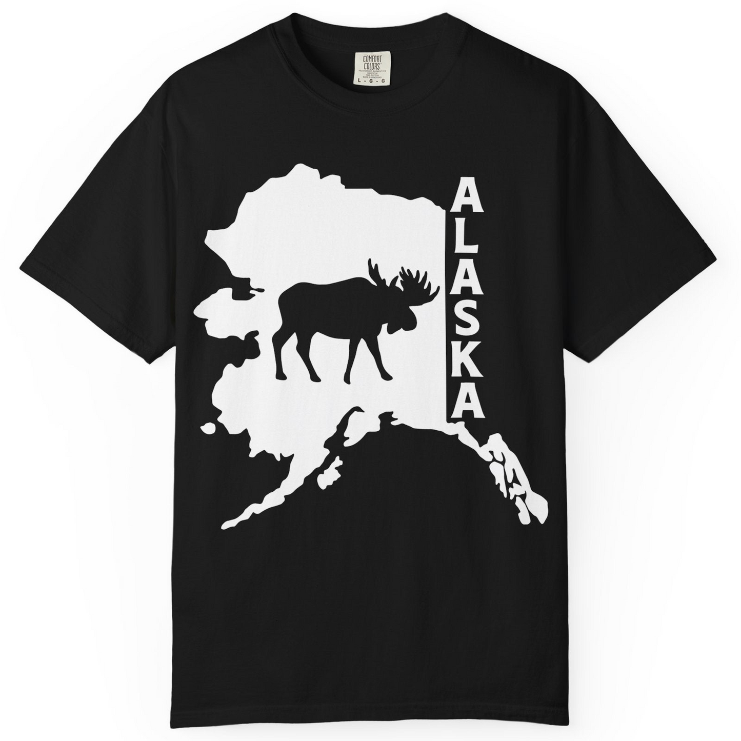 Alaska Moose Silhouette Shirt Comfort Colors T-Shirt – Black – Alaska Cruise Shirts