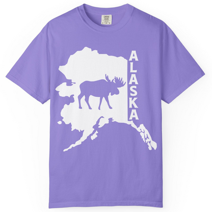 Alaska Moose Silhouette Shirt Comfort Colors T-Shirt – Violet – Alaska Cruise Shirts