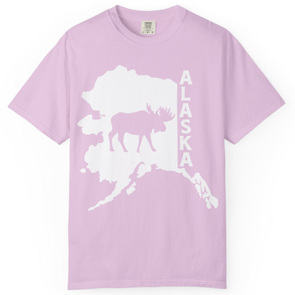 Alaska Moose Silhouette Shirt Comfort Colors T-Shirt – Orchid – Alaska Cruise Shirts