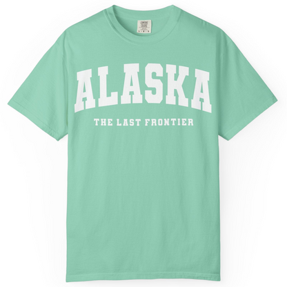 Alaska The Last Frontier Bold Collegiate Vintage State Pride Shirt — Comfort Comfort Colors T-Shirt – Island Reef – Alaska Cruise Shirts