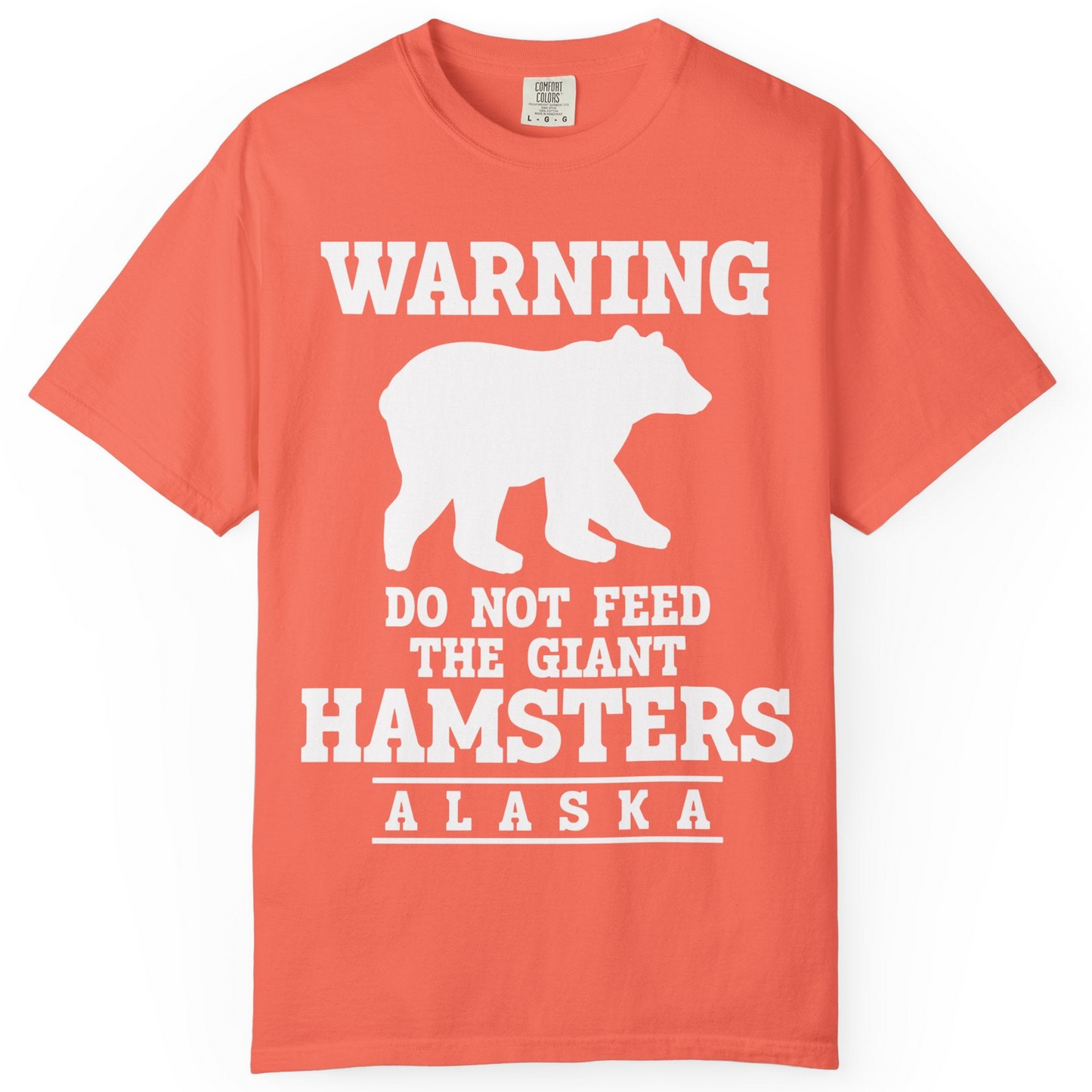 Funny Alaska Bear Warning Shirt Comfort Colors T-Shirt – Bright Salmon – Alaska Cruise Shirts