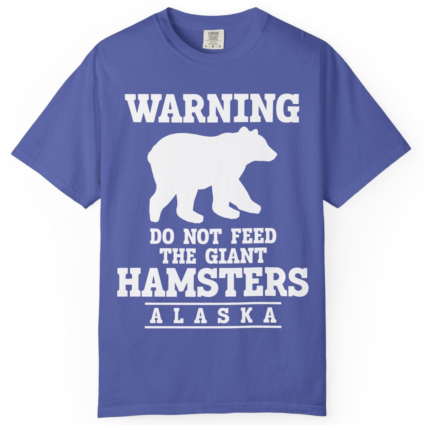 Funny Alaska Bear Warning Shirt Comfort Colors T-Shirt – Periwinkle – Alaska Cruise Shirts