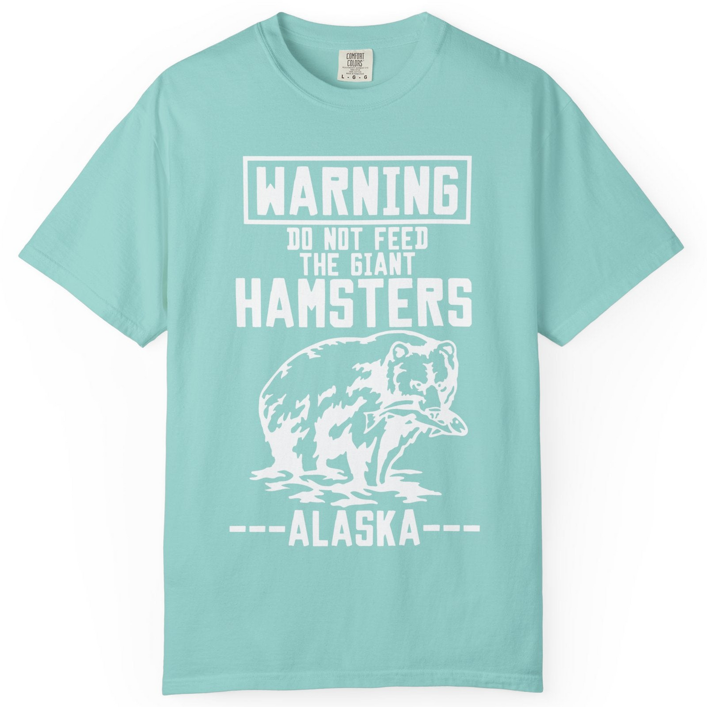Funny Alaska Bear Warning Sign Shirt Comfort Colors T-Shirt – Chalky Mint – Alaska Cruise Shirts