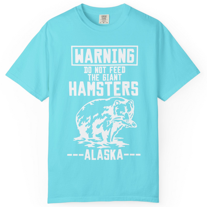 Funny Alaska Bear Warning Sign Shirt Comfort Colors T-Shirt – Lagoon Blue – Alaska Cruise Shirts