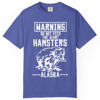 Funny Alaska Bear Warning Sign Shirt Comfort Colors T-Shirt – Periwinkle – Alaska Cruise Shirts