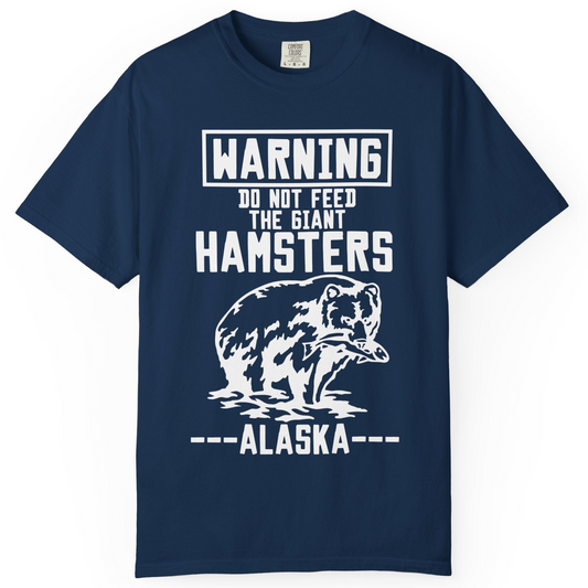 Funny Alaska Bear Warning Sign Shirt Comfort Colors T-Shirt – Navy – Alaska Cruise Shirts