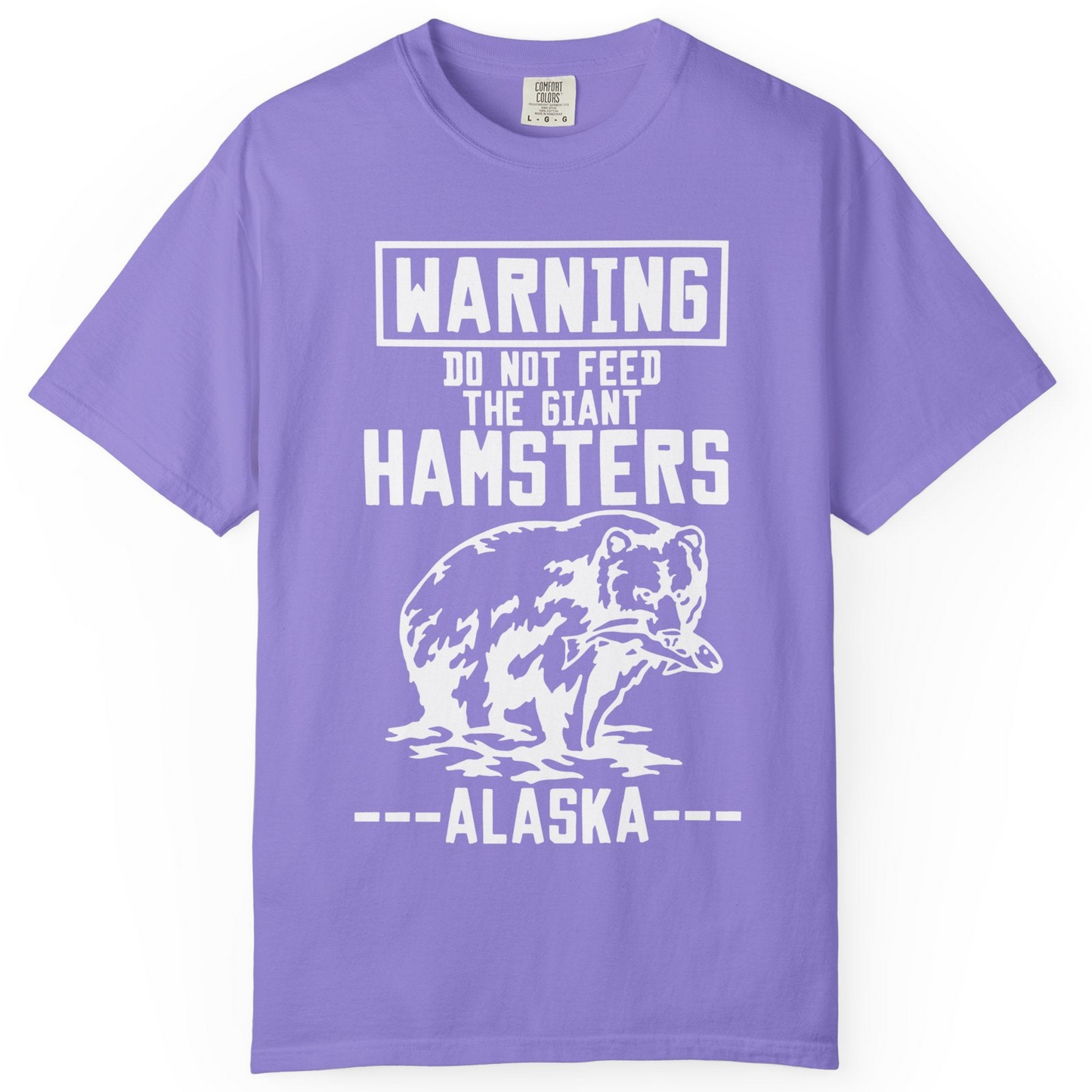 Funny Alaska Bear Warning Sign Shirt Comfort Colors T-Shirt – Violet – Alaska Cruise Shirts
