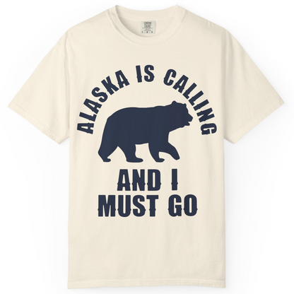 Alaska Is Calling Bear Silhouette Adventure Shirt Comfort Colors T-Shirt – Ivory – Alaska Cruise Shirts