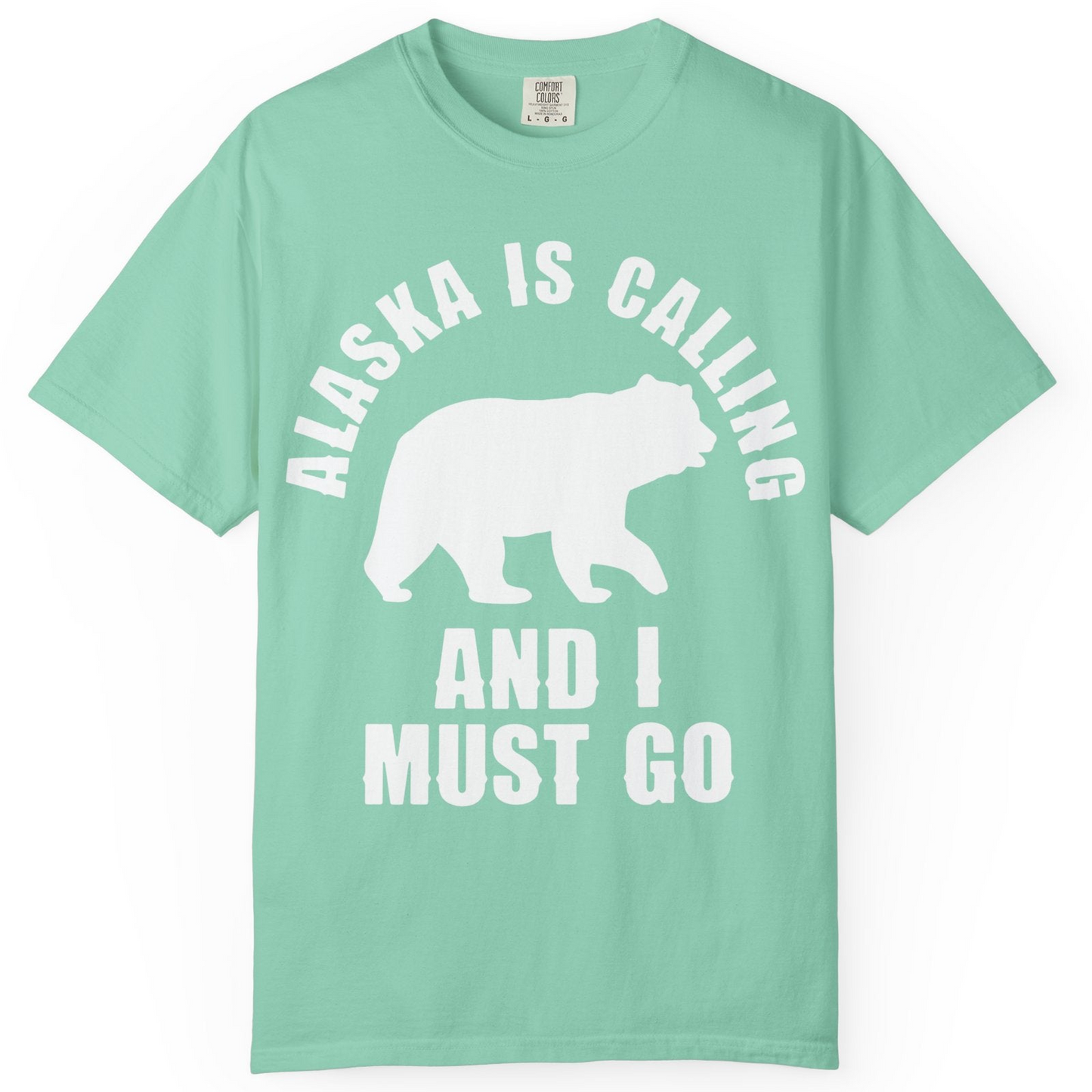Alaska Is Calling Bear Silhouette Adventure Shirt Comfort Colors T-Shirt – Island Reef – Alaska Cruise Shirts