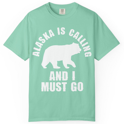 Alaska Is Calling Bear Silhouette Adventure Shirt Comfort Colors T-Shirt – Island Reef – Alaska Cruise Shirts