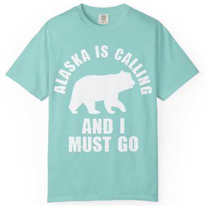 Alaska Is Calling Bear Silhouette Adventure Shirt Comfort Colors T-Shirt – Chalky Mint – Alaska Cruise Shirts