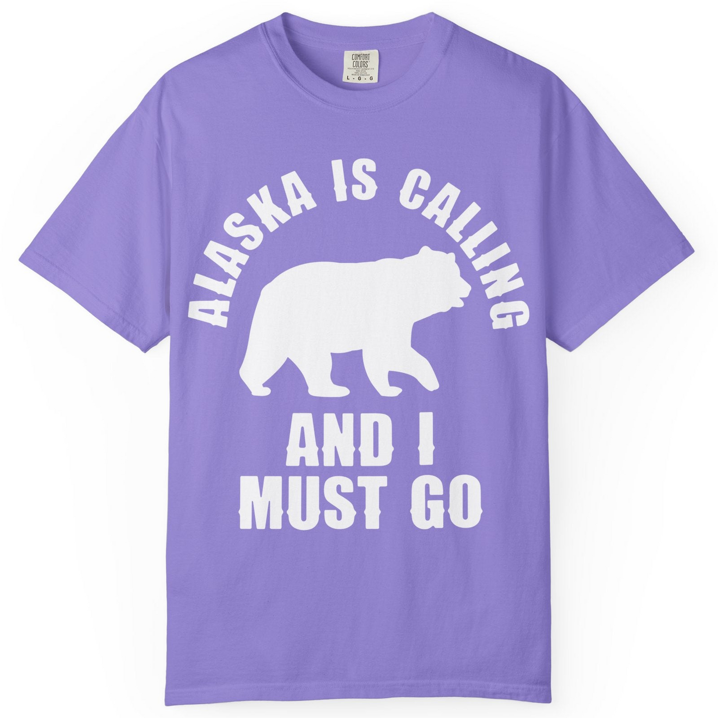 Alaska Is Calling Bear Silhouette Adventure Shirt Comfort Colors T-Shirt – Violet – Alaska Cruise Shirts