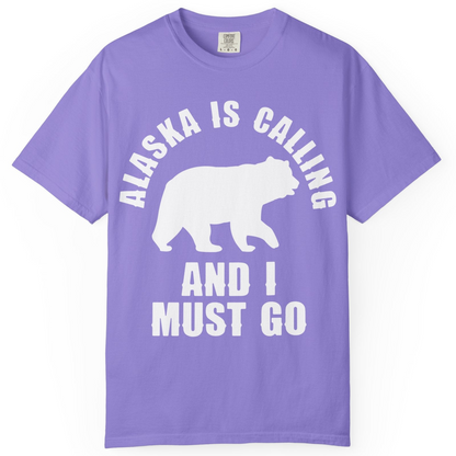 Alaska Is Calling Bear Silhouette Adventure Shirt Comfort Colors T-Shirt – Violet – Alaska Cruise Shirts