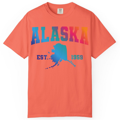 Retro Alaska Est 1959 Shirt Comfort Colors T-Shirt – Bright Salmon – Alaska Cruise Shirts