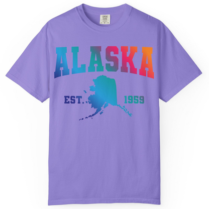 Retro Alaska Est 1959 Shirt Comfort Colors T-Shirt – Violet – Alaska Cruise Shirts