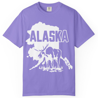 Alaska Moose Silhouette Shirt Comfort Colors T-Shirt – Violet – Alaska Cruise Shirts