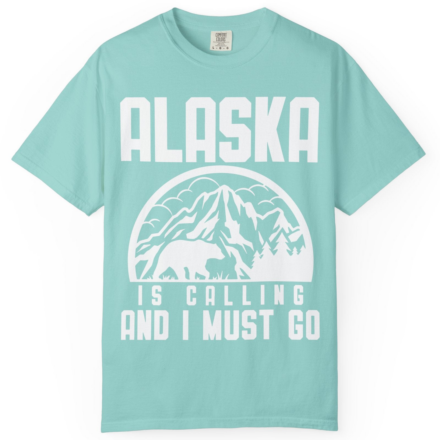 Alaska Is Calling Shirt Comfort Colors T-Shirt – Chalky Mint – Alaska Cruise Shirts