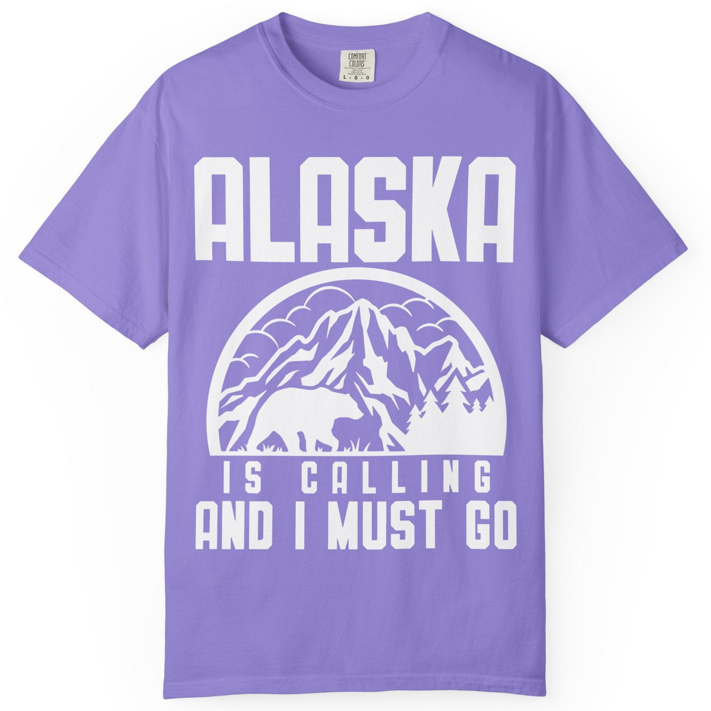 Alaska Is Calling Shirt Comfort Colors T-Shirt – Violet – Alaska Cruise Shirts