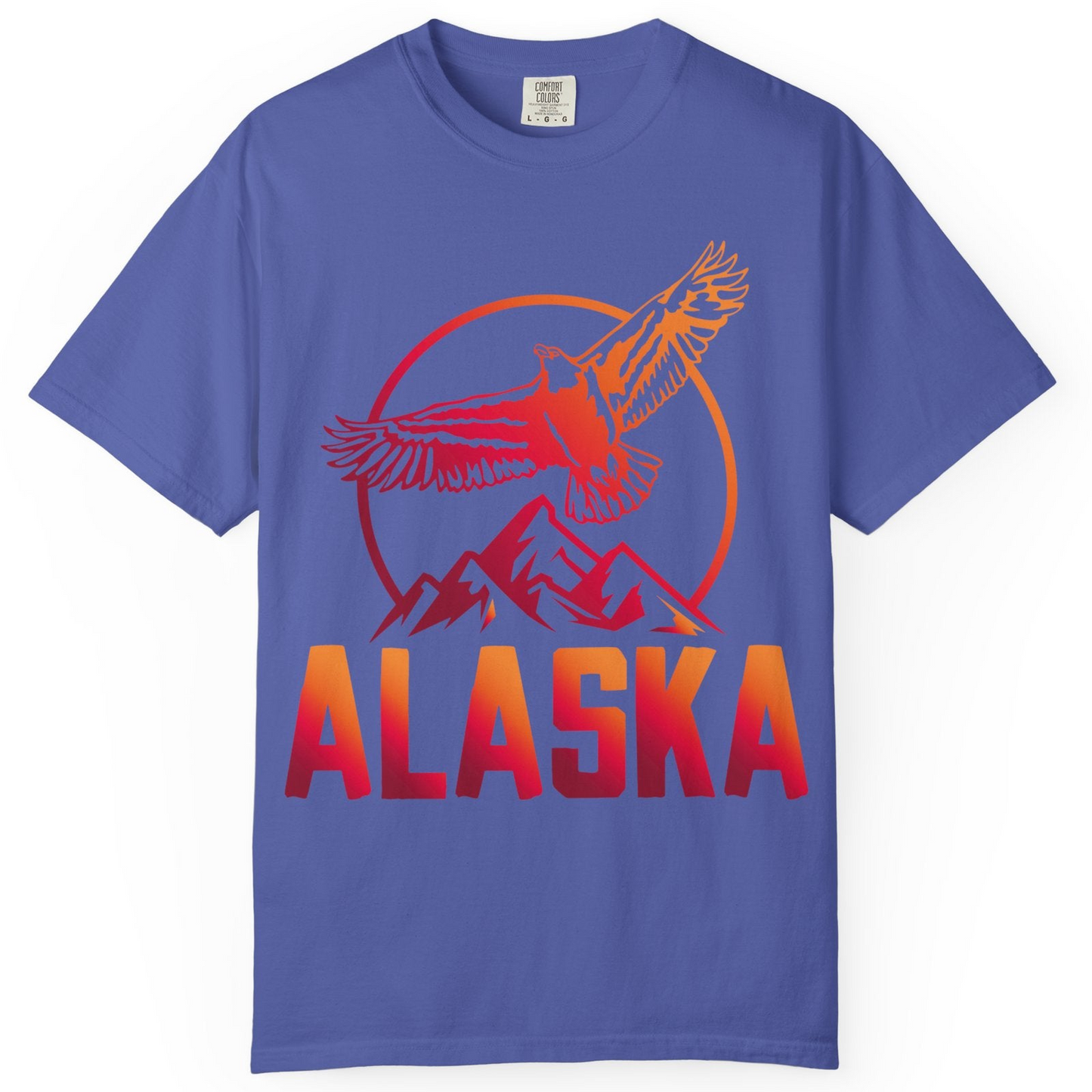 Alaska Eagle Mountains Graphic Shirt Comfort Colors T-Shirt – Periwinkle – Alaska Cruise Shirts