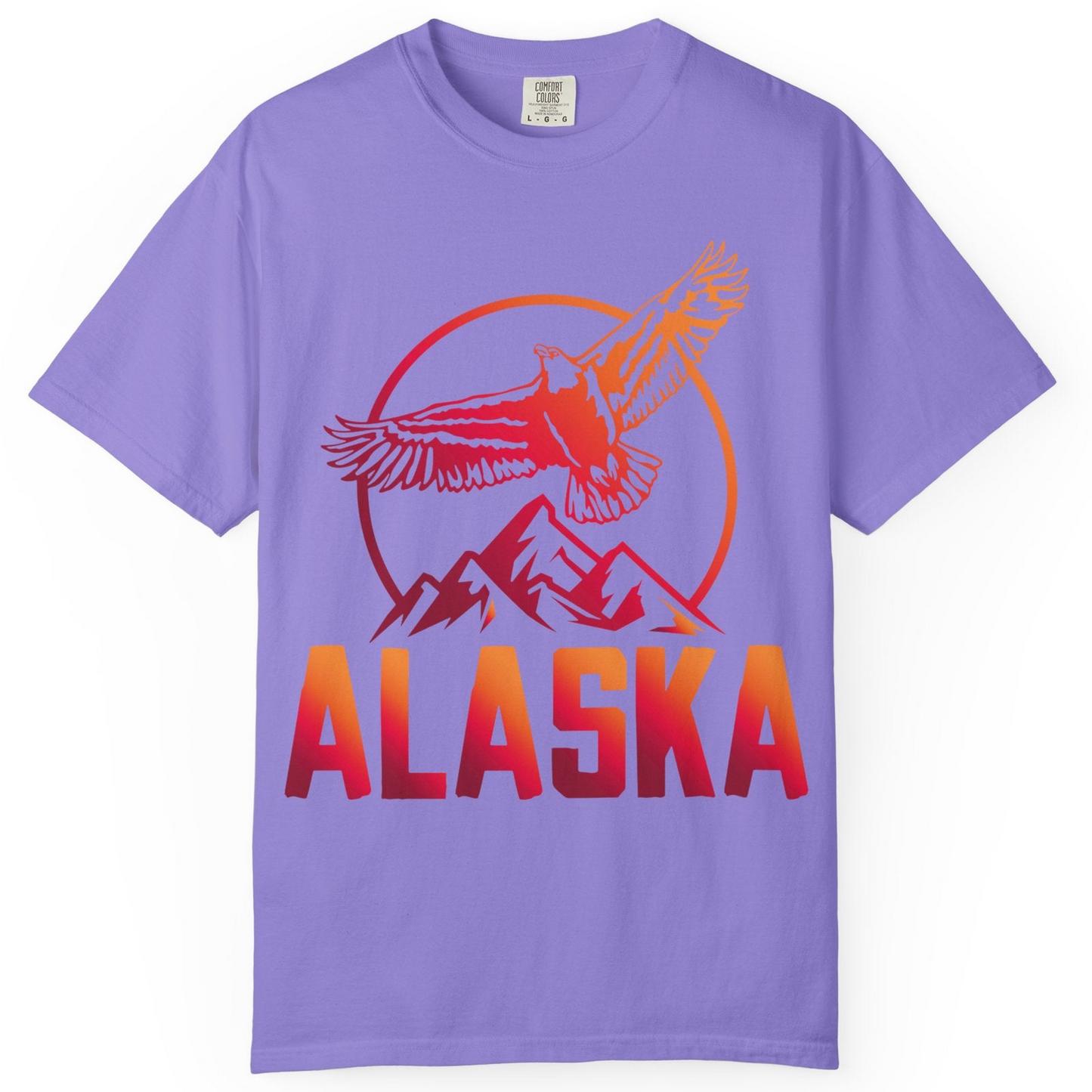 Alaska Eagle Mountains Graphic Shirt Comfort Colors T-Shirt – Violet – Alaska Cruise Shirts