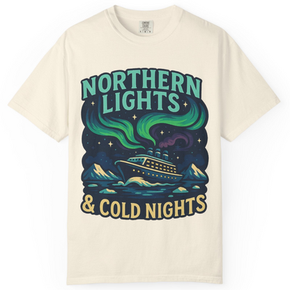 Northern Lights Alaska Cruise Ship Night Adventure Travel Shirt — Comfort Comfort Colors T-Shirt – Ivory – Alaska Cruise Shirts