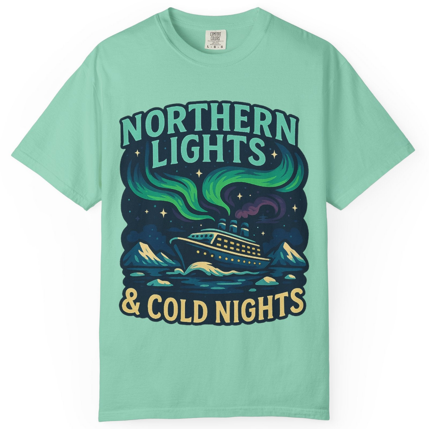 Northern Lights Alaska Cruise Ship Night Adventure Travel Shirt — Comfort Comfort Colors T-Shirt – Island Reef – Alaska Cruise Shirts