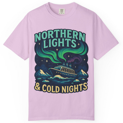 Northern Lights Alaska Cruise Ship Night Adventure Travel Shirt — Comfort Comfort Colors T-Shirt – Orchid – Alaska Cruise Shirts