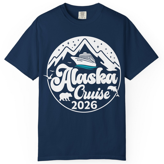 Alaska Cruise 2026 Shirt Comfort Colors T-Shirt – Navy – Alaska Cruise Shirts